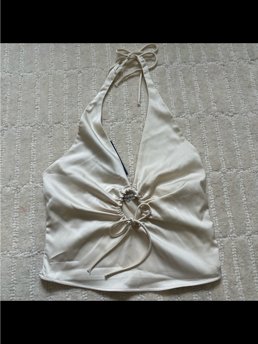 Abercrombie & Fitch Cream Halter Tie-Front Top